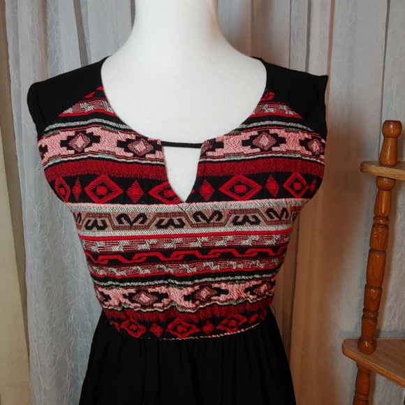 Ya Los Angeles Dress Small Black Red Sleeveless - Picture 7 of 8
